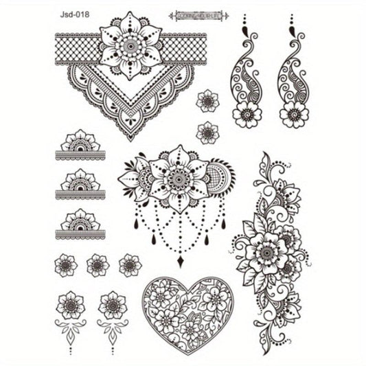 Dark Butterfly Plant Tattoo Stickers Waterproof Realistic Temporary Tattoo