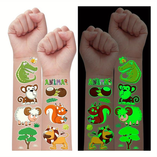 Glow Jungle Safari Birthday Party Temporary Tattoos