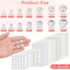 Hair Gems & Pearls Stickers for Makeup Crafts & Home Decor - 7 Sizes