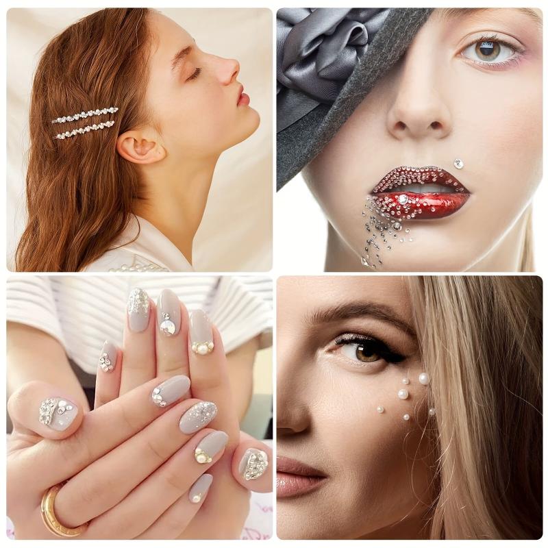 Hair Gems & Pearls Stickers for Makeup Crafts & Home Decor - 7 Sizes
