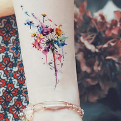 30 Sheets Watercolor Style Temporary Tattoos - Purple Red Butterfly Flower