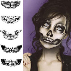 10 Pcs Halloween Clown Horror Mouth Temporary Tattoo Prank Makeup Face Decals