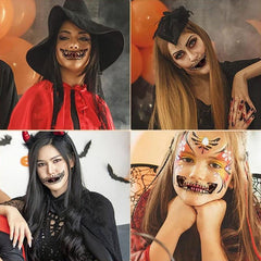 10 Pcs Halloween Clown Horror Mouth Temporary Tattoo Prank Makeup Face Decals