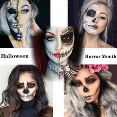 10 Pcs Halloween Clown Horror Mouth Temporary Tattoo Prank Makeup Face Decals