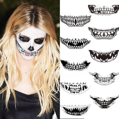 10 Pcs Halloween Clown Horror Mouth Temporary Tattoo Prank Makeup Face Decals