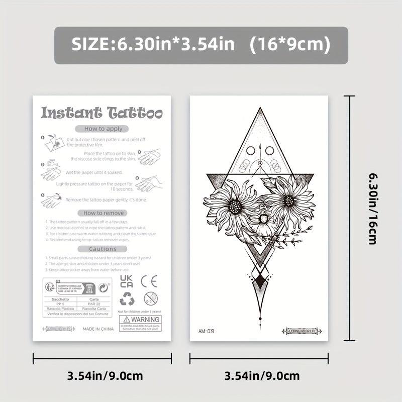 Waterproof Flower Tattoo Stickers for Women - 8 Sheets
