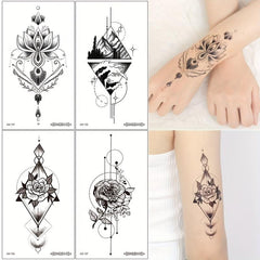 Waterproof Flower Tattoo Stickers for Women - 8 Sheets