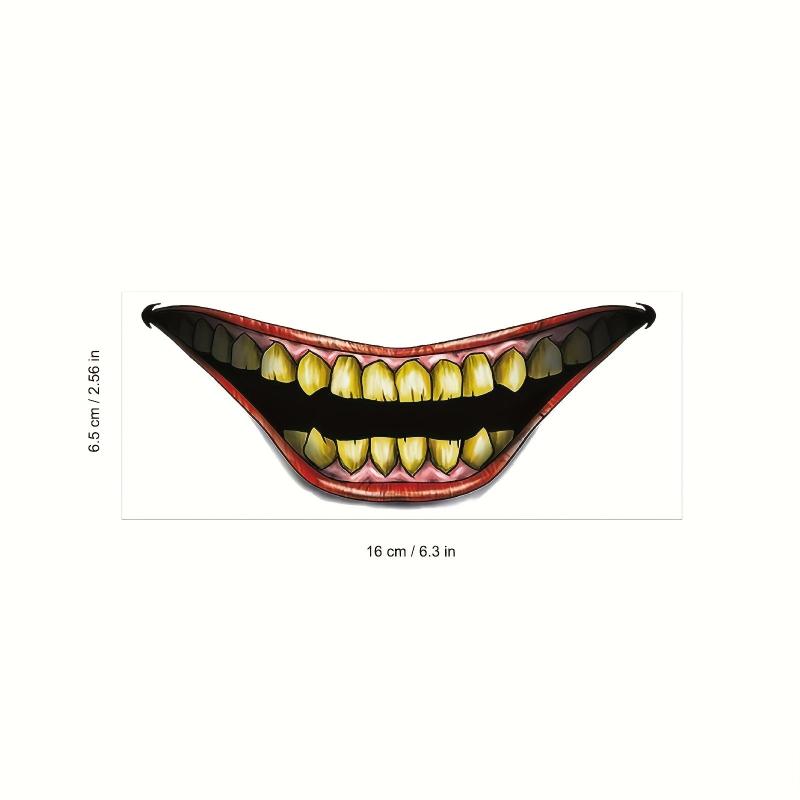 10 Pcs Halloween Scary Mouth Tattoo Stickers - Prank Makeup Temporary Tattoo
