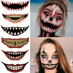 10 Pcs Halloween Scary Mouth Tattoo Stickers - Prank Makeup Temporary Tattoo