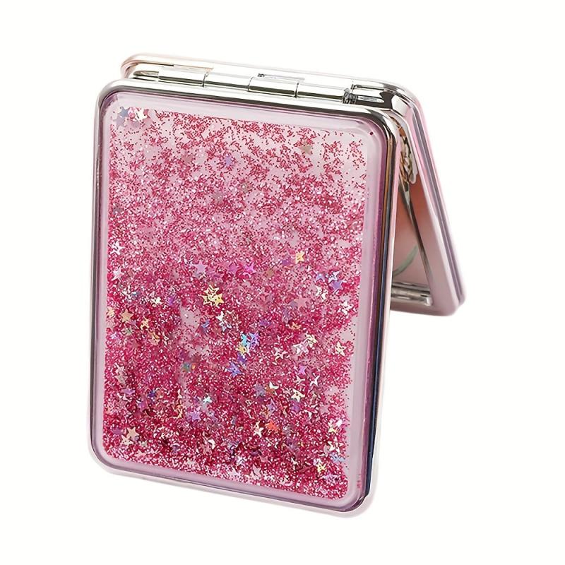 Glitter Compact Makeup Mirror Double Sided Portable Hand Mirror