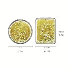 Glitter Compact Makeup Mirror Double Sided Portable Hand Mirror