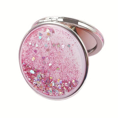 Glitter Compact Makeup Mirror Double Sided Portable Hand Mirror