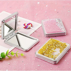Glitter Compact Makeup Mirror Double Sided Portable Hand Mirror