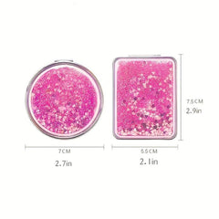 Glitter Compact Makeup Mirror Double Sided Portable Hand Mirror