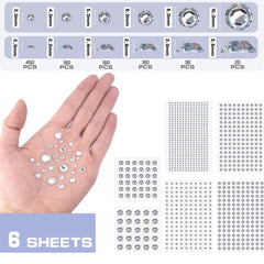 6pcs Self Adhesive Pearl & Rhinestone Stickers Set for DIY Crafts