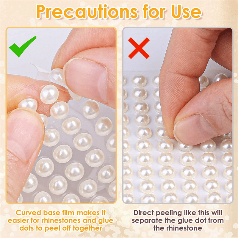 6pcs Self Adhesive Pearl & Rhinestone Stickers Set for DIY Crafts