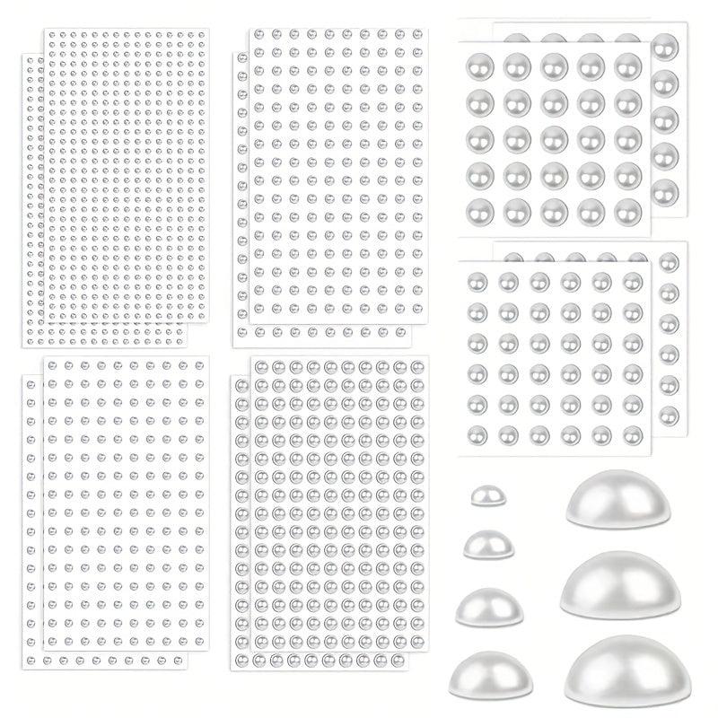 6pcs Self Adhesive Pearl & Rhinestone Stickers Set for DIY Crafts