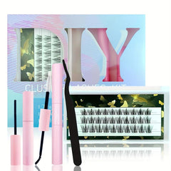 DIY Eyelash Extension Kit with Mascara Brush, Glue, Applicator