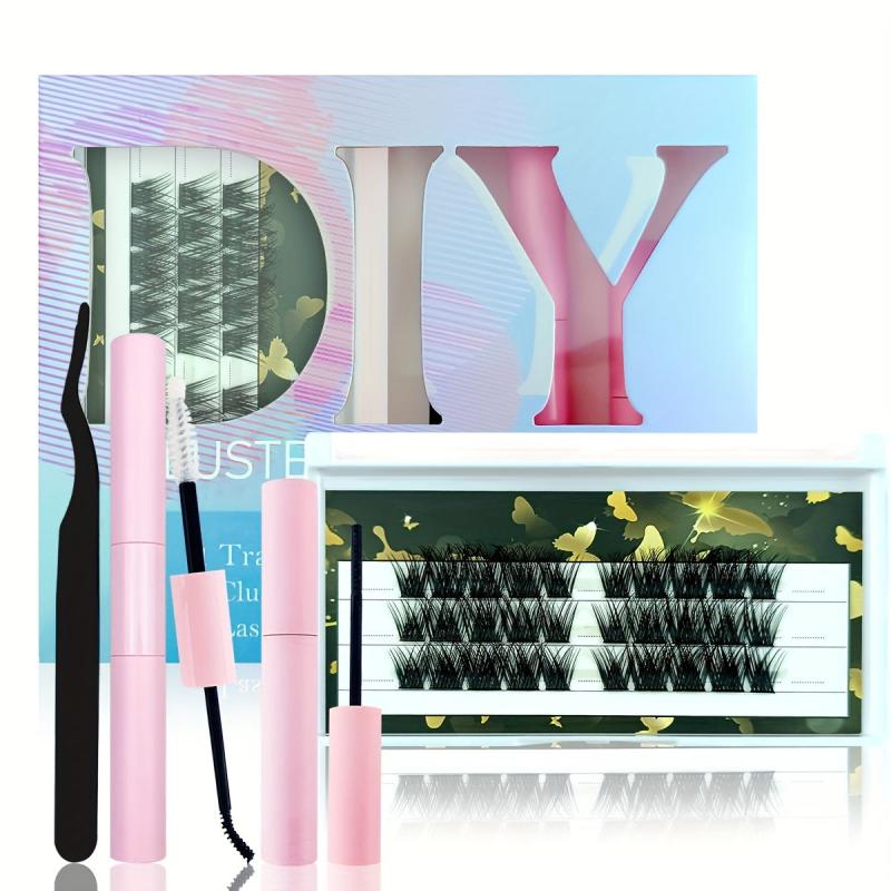 DIY Eyelash Extension Kit with Mascara Brush, Glue, Applicator