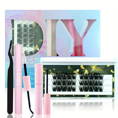 DIY Eyelash Extension Kit with Mascara Brush, Glue, Applicator