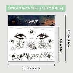 Halloween Spider Face Tattoos Bats Spider Web Waterproof Stickers