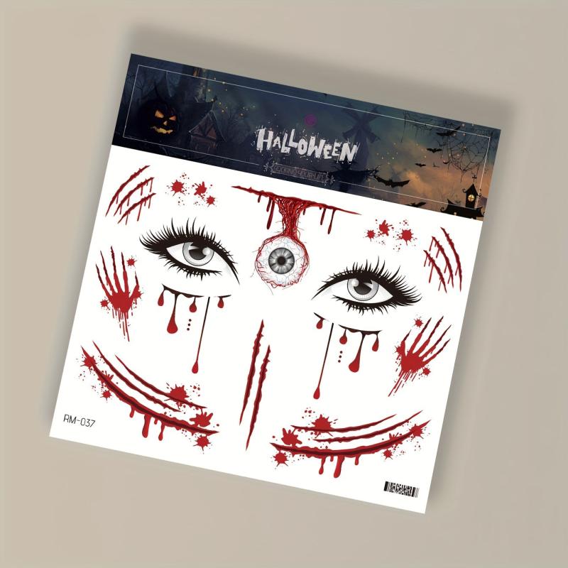 Halloween Tattoos Simulation Wound Scar Blood Mark Pattern Temporary Tattoo