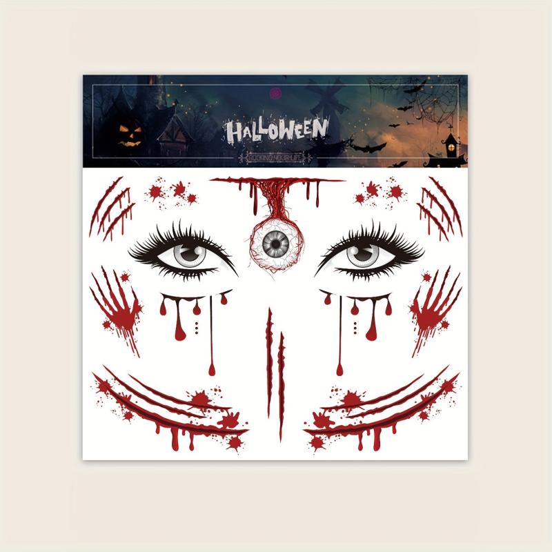 Halloween Tattoos Simulation Wound Scar Blood Mark Pattern Temporary Tattoo