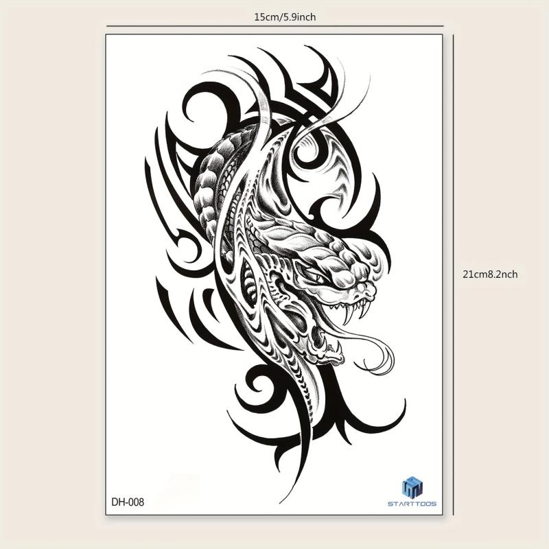Abstract Animal Pattern Flower Temporary Tattoo Sticker 1 Piece