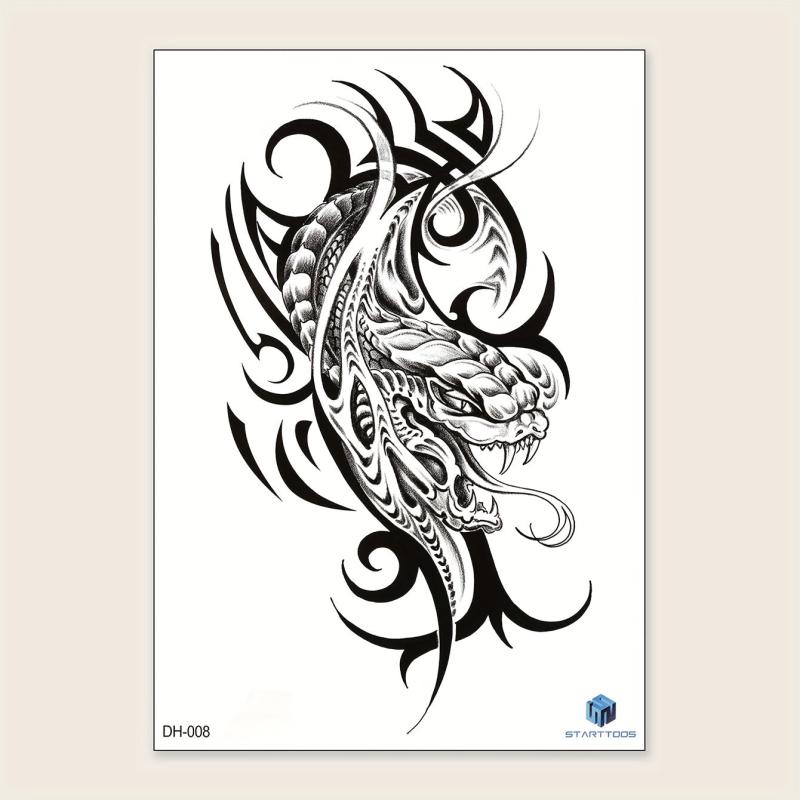 Abstract Animal Pattern Flower Temporary Tattoo Sticker 1 Piece