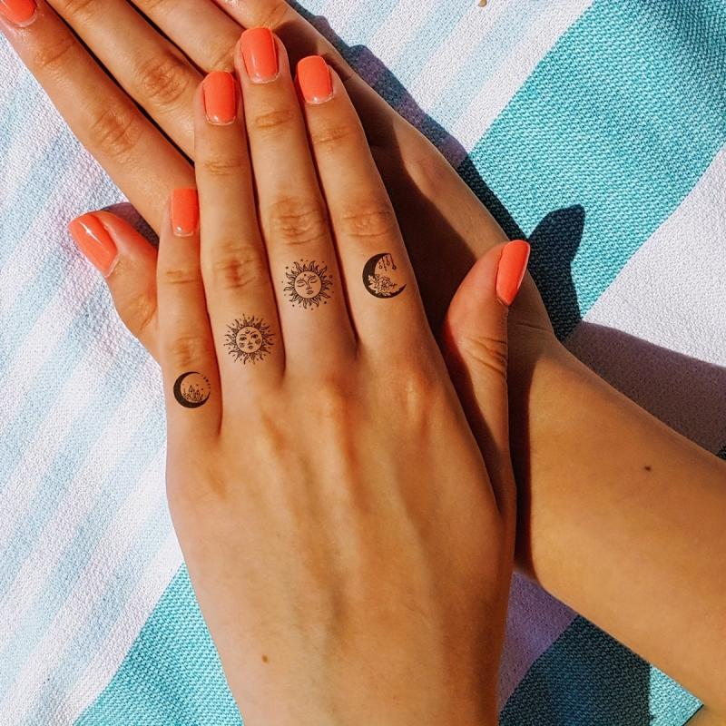 9 Sun And Moon Temporary Tattoo Stickers Lasting 1 2 Weeks Herbal Juice Tattoo