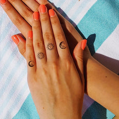 9 Sun And Moon Temporary Tattoo Stickers Lasting 1 2 Weeks Herbal Juice Tattoo
