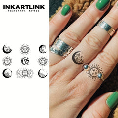 9 Sun And Moon Temporary Tattoo Stickers Lasting 1 2 Weeks Herbal Juice Tattoo