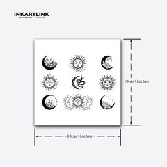 9 Sun And Moon Temporary Tattoo Stickers Lasting 1 2 Weeks Herbal Juice Tattoo