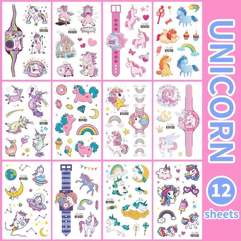 Fun Glitter Tattoo Sticker Cartoon Unicorn Mermaid Dinosaur Butterfly Princess