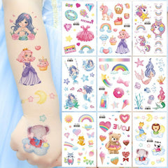 Fun Glitter Tattoo Sticker Cartoon Unicorn Mermaid Dinosaur Butterfly Princess