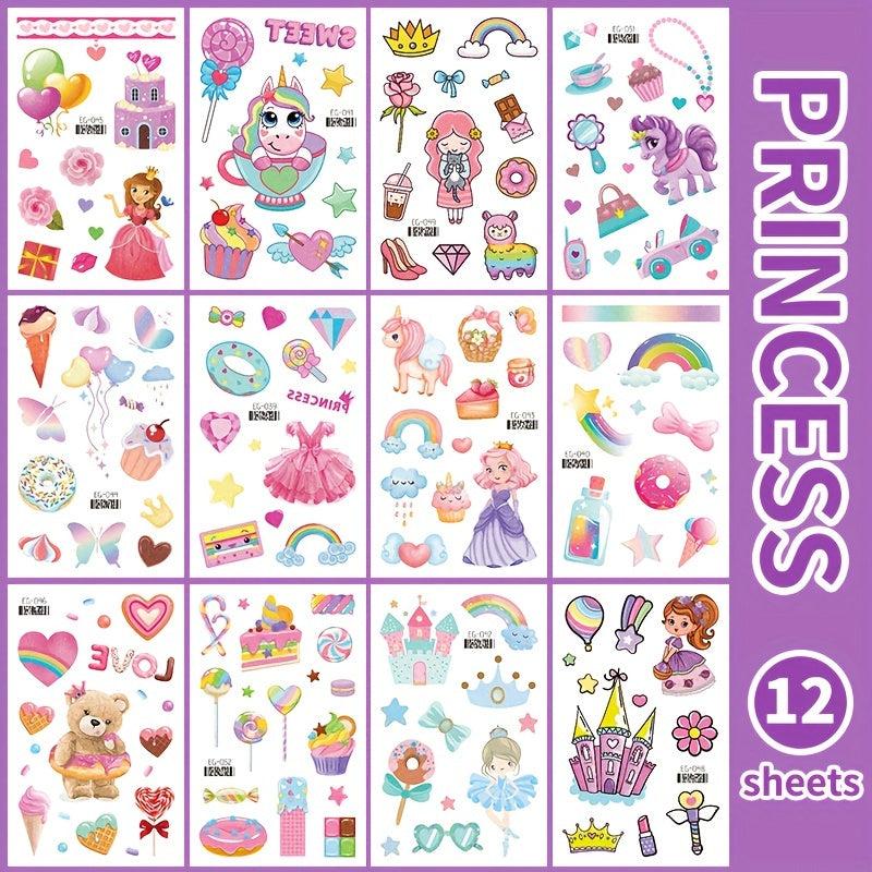 Fun Glitter Tattoo Sticker Cartoon Unicorn Mermaid Dinosaur Butterfly Princess