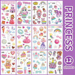 Fun Glitter Tattoo Sticker Cartoon Unicorn Mermaid Dinosaur Butterfly Princess