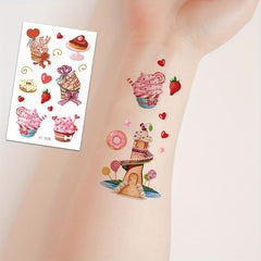 Sweet Desserts Temporary Tattoos Stickers for Kids - 12 Sheets
