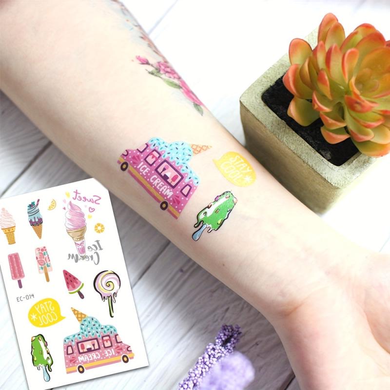 Sweet Desserts Temporary Tattoos Stickers for Kids - 12 Sheets