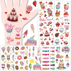 Sweet Desserts Temporary Tattoos Stickers for Kids - 12 Sheets