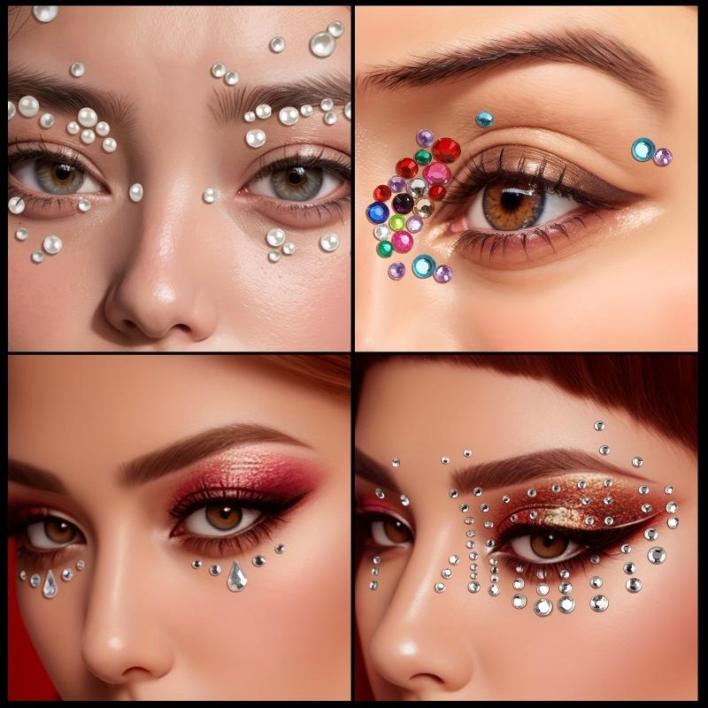 4 PCS Self Adhesive Face Rhinestones Makeup Jewelry Set