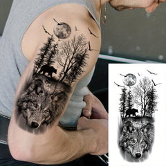 8 Pcs Wolf Head Temporary Tattoo Stickers, Body Art Large Half Arm Sleeve