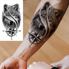 8 Pcs Wolf Head Temporary Tattoo Stickers, Body Art Large Half Arm Sleeve