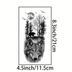 8 Pcs Wolf Head Temporary Tattoo Stickers, Body Art Large Half Arm Sleeve