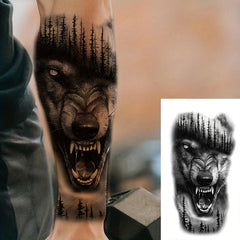8 Pcs Wolf Head Temporary Tattoo Stickers, Body Art Large Half Arm Sleeve