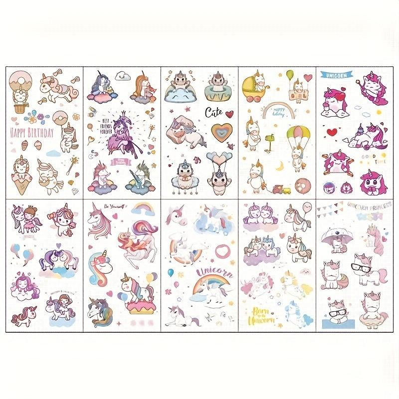 10 Pcs Butterfly Dinosaur Unicorn Tattoo Stickers for Boys Girls