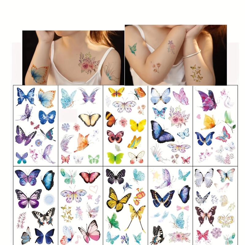 10 Pcs Butterfly Dinosaur Unicorn Tattoo Stickers for Boys Girls