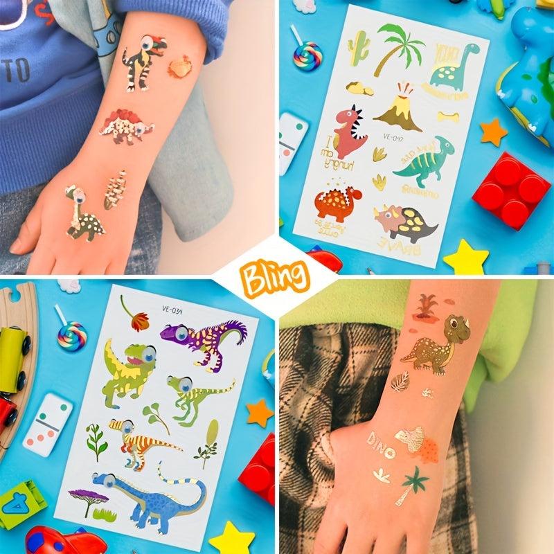 Glitter Dinosaur Temporary Tattoos Bronzing Dinosaur Waterproof 100 Styles