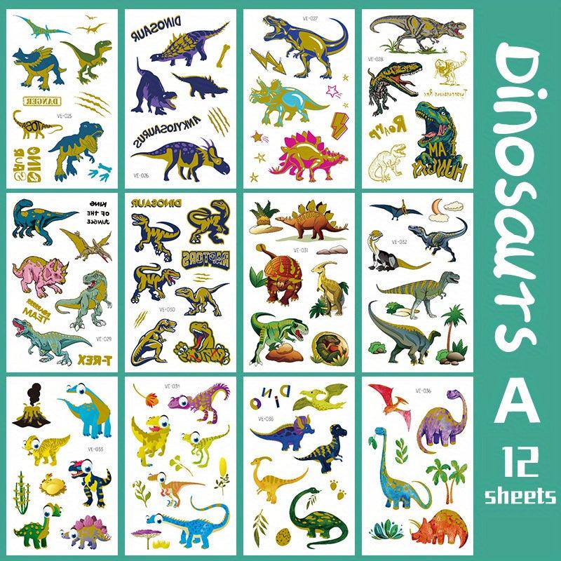 Glitter Dinosaur Temporary Tattoos Bronzing Dinosaur Waterproof 100 Styles