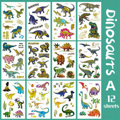 Glitter Dinosaur Temporary Tattoos Bronzing Dinosaur Waterproof 100 Styles